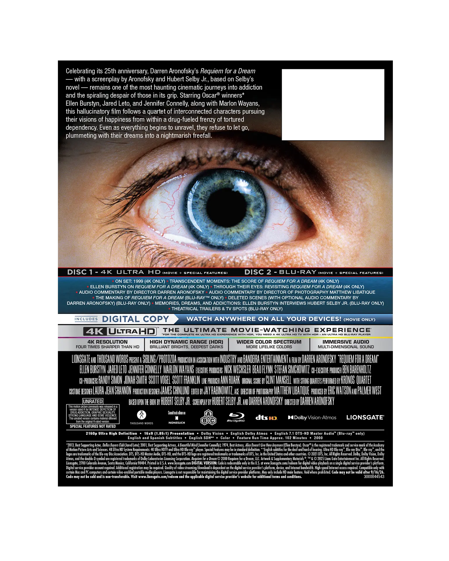 Requiem For A Dream: 25th Anniversary — 4K Lenticular Gift Box